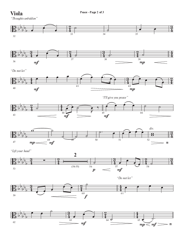 Peace (Choral Anthem SATB) Viola (Semsen Music / Arr. Daniel Semsen)