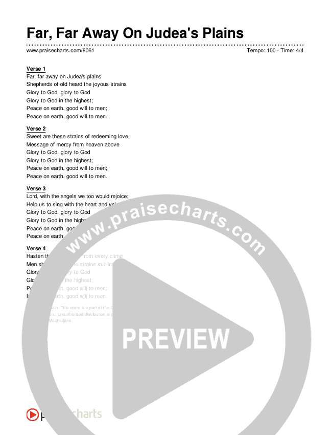 Far, Far Away On Judea's Plains Lyrics (Traditional Hymn)