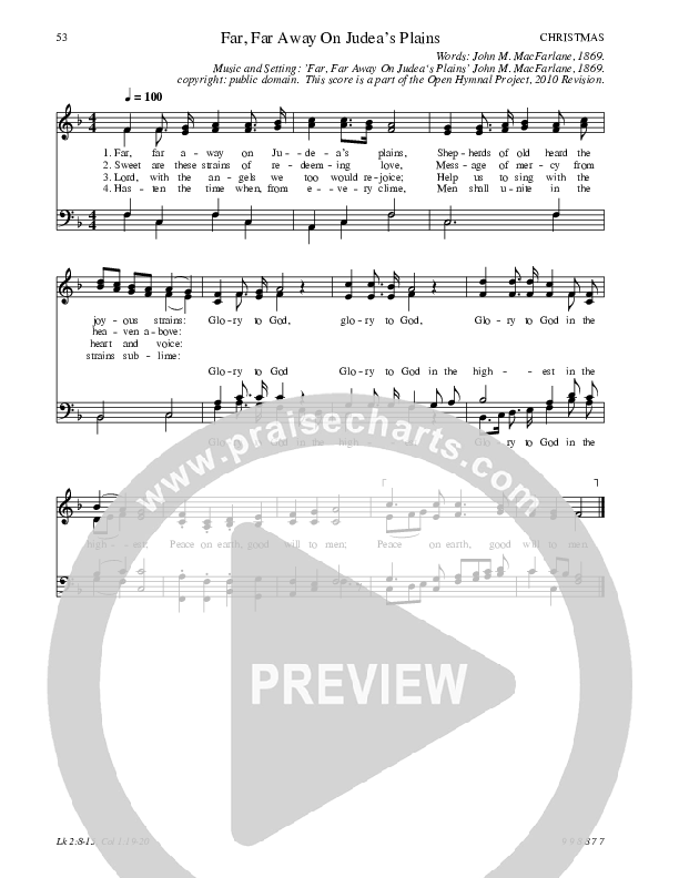 Far, Far Away On Judea's Plains Hymn Sheet (SATB) (Traditional Hymn)