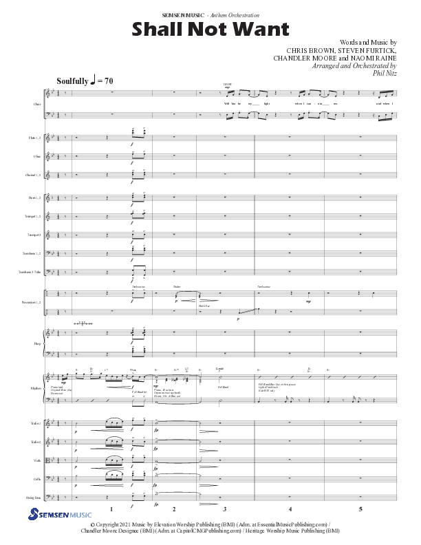 Shall Not Want (Choral Anthem SATB) Conductor's Score (Semsen Music / Arr. Phil Nitz)