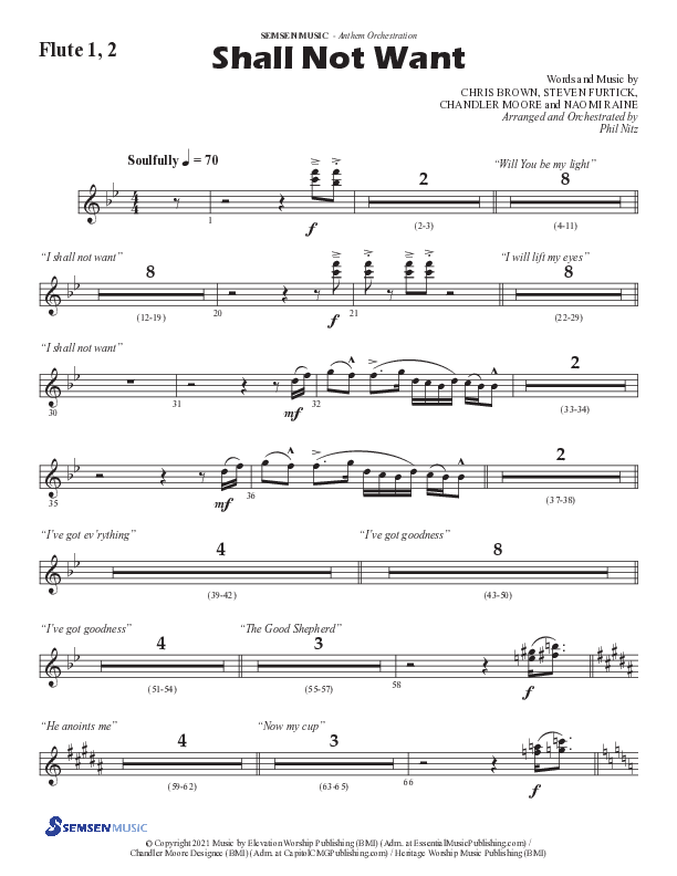 Shall Not Want (Choral Anthem SATB) Flute 1/2 (Semsen Music / Arr. Phil Nitz)
