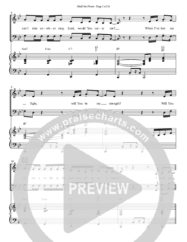 Shall Not Want (Choral Anthem SATB) Anthem (SATB/Piano) (Semsen Music / Arr. Phil Nitz)