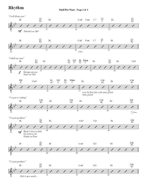 Shall Not Want (Choral Anthem SATB) Rhythm Chart (Semsen Music / Arr. Phil Nitz)
