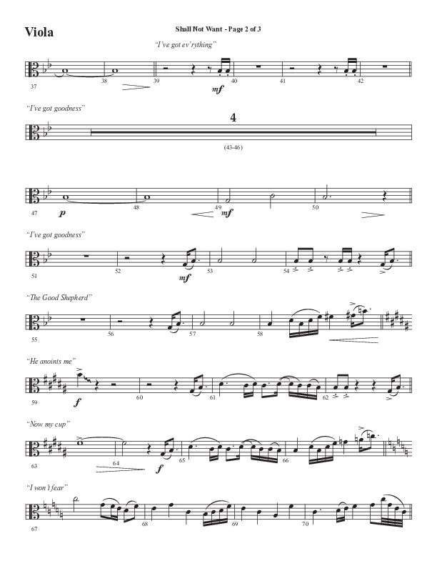 Shall Not Want (Choral Anthem SATB) Viola (Semsen Music / Arr. Phil Nitz)