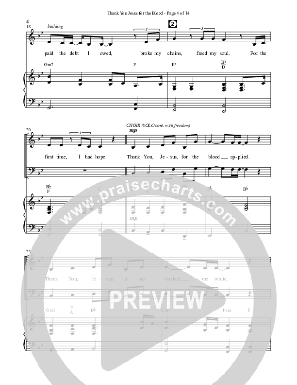 Thank You Jesus For The Blood with Glory To His Name (Choral Anthem SATB) Anthem (SATB/Piano) (Semsen Music / Arr. Cliff Duren)