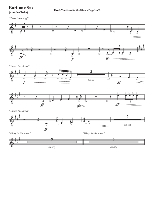 Thank You Jesus For The Blood with Glory To His Name (Choral Anthem SATB) Bari Sax (Semsen Music / Arr. Cliff Duren)