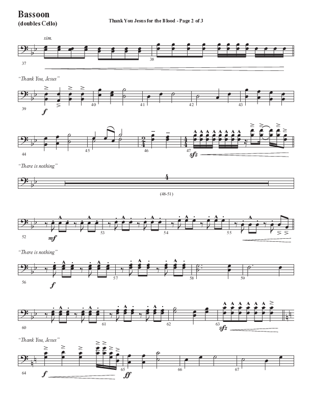 Thank You Jesus For The Blood with Glory To His Name (Choral Anthem SATB) Bassoon (Semsen Music / Arr. Cliff Duren)