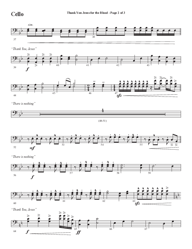 Thank You Jesus For The Blood with Glory To His Name (Choral Anthem SATB) Cello (Semsen Music / Arr. Cliff Duren)