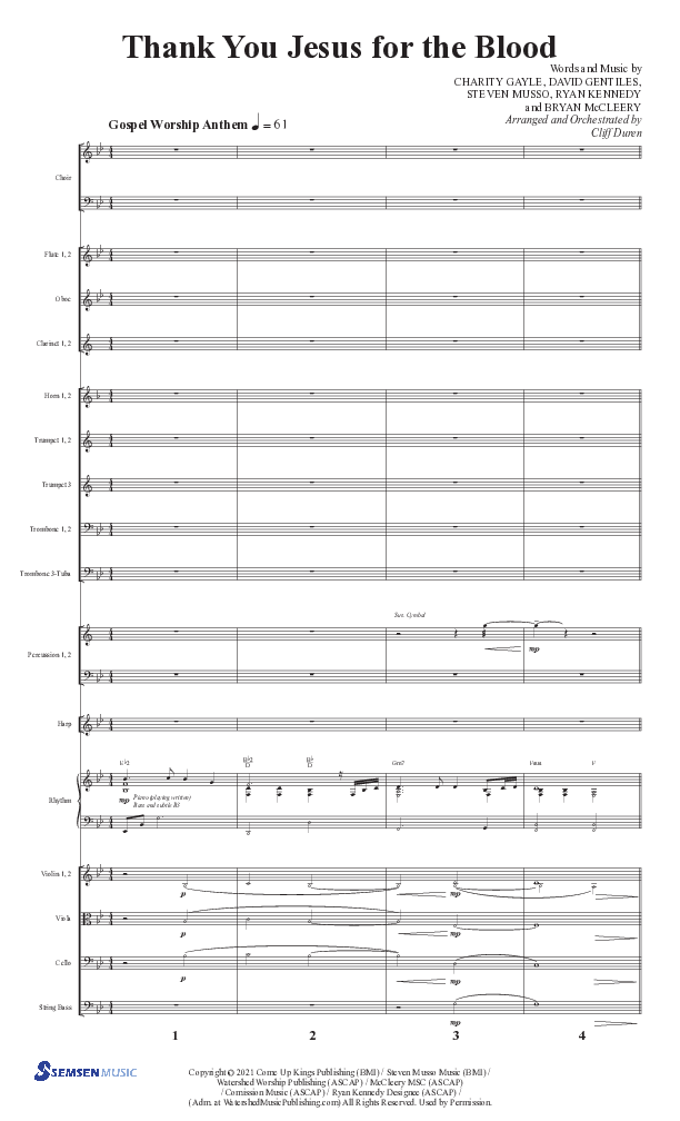 Thank You Jesus For The Blood with Glory To His Name (Choral Anthem SATB) Conductor's Score II (Semsen Music / Arr. Cliff Duren)