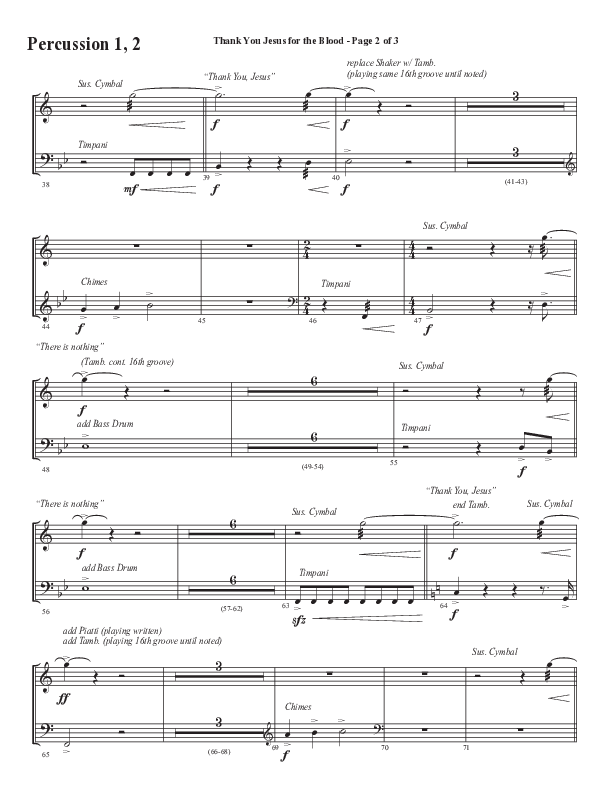 Thank You Jesus For The Blood with Glory To His Name (Choral Anthem SATB) Percussion 1/2 (Semsen Music / Arr. Cliff Duren)
