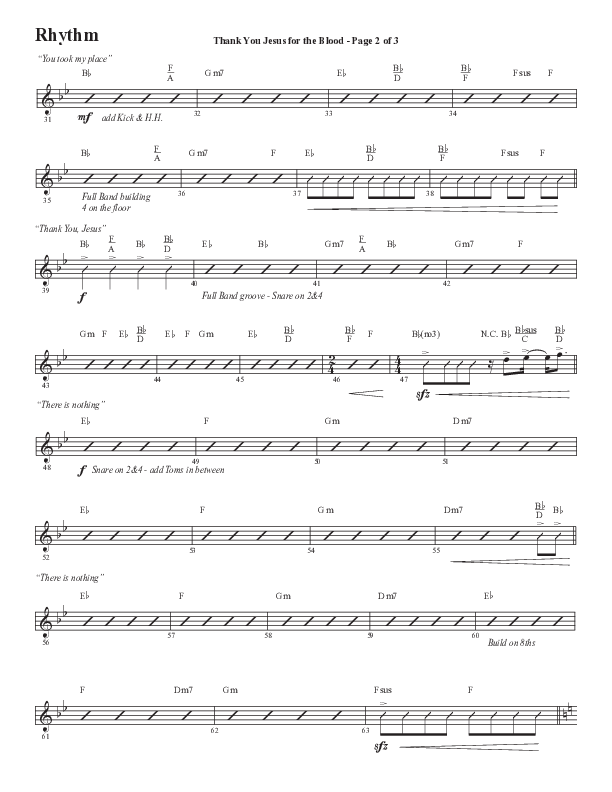 Thank You Jesus For The Blood with Glory To His Name (Choral Anthem SATB) Rhythm Chart (Semsen Music / Arr. Cliff Duren)