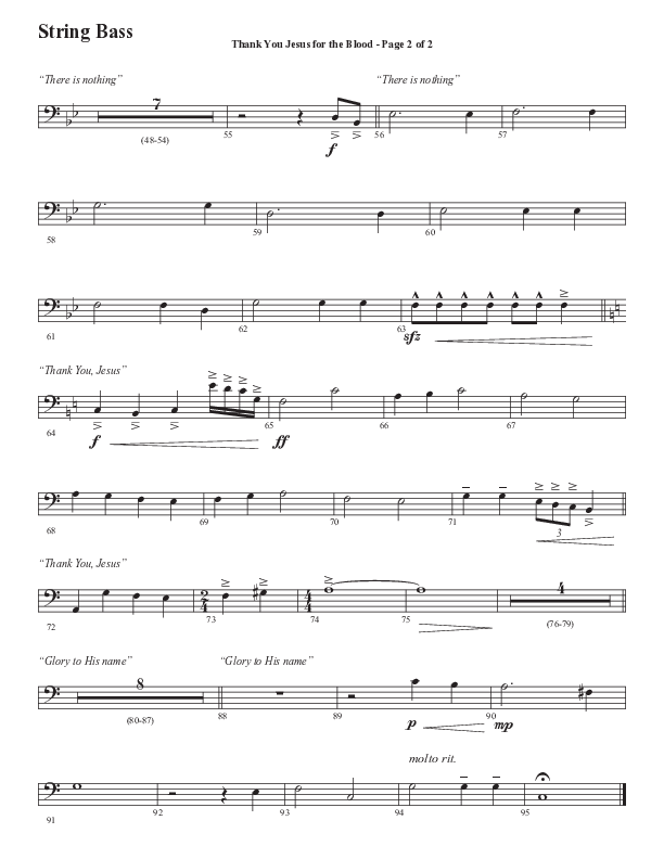 Thank You Jesus For The Blood with Glory To His Name (Choral Anthem SATB) String Bass (Semsen Music / Arr. Cliff Duren)