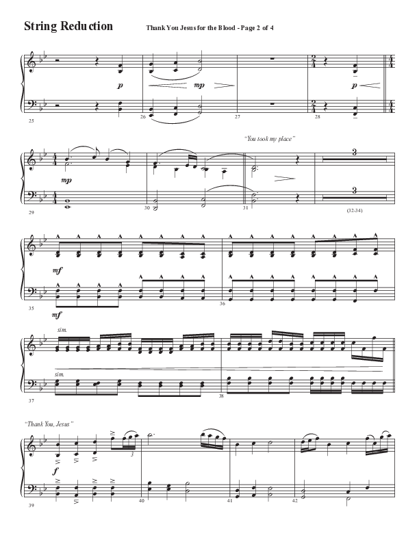 Thank You Jesus For The Blood with Glory To His Name (Choral Anthem SATB) String Reduction (Semsen Music / Arr. Cliff Duren)