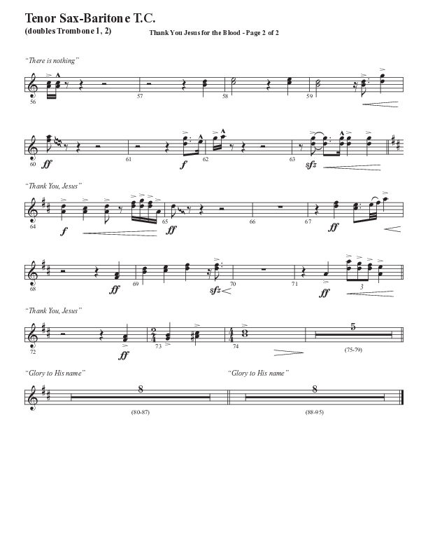 Thank You Jesus For The Blood with Glory To His Name (Choral Anthem SATB) Tenor Sax/Baritone T.C. (Semsen Music / Arr. Cliff Duren)