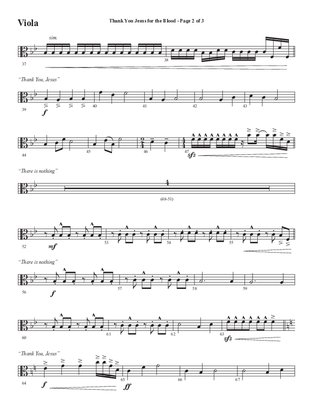 Thank You Jesus For The Blood with Glory To His Name (Choral Anthem SATB) Viola (Semsen Music / Arr. Cliff Duren)