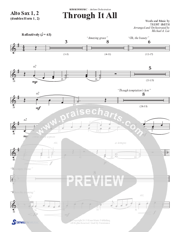Through It All (Choral Anthem SATB) Alto Sax (Semsen Music / Arr. Michael Lee)