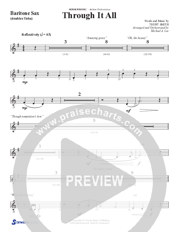 Through It All (Choral Anthem SATB) Bari Sax (Semsen Music / Arr. Michael Lee)