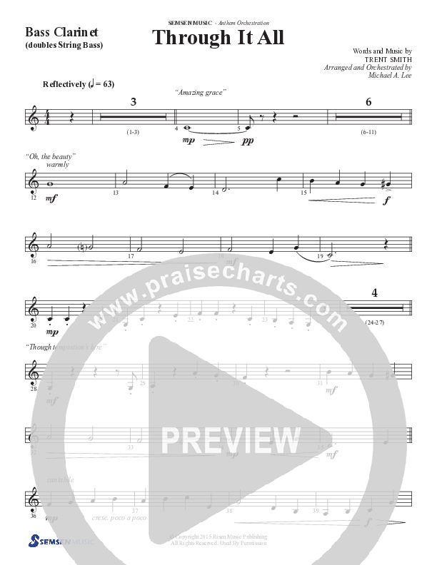 Through It All (Choral Anthem SATB) Bass Clarinet (Semsen Music / Arr. Michael Lee)