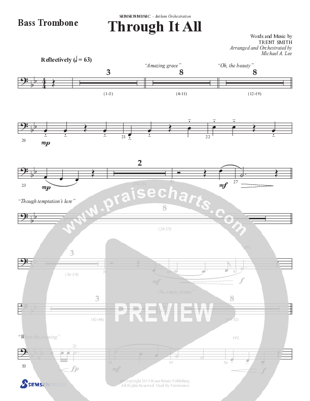 Through It All (Choral Anthem SATB) Bass Trombone (Semsen Music / Arr. Michael Lee)