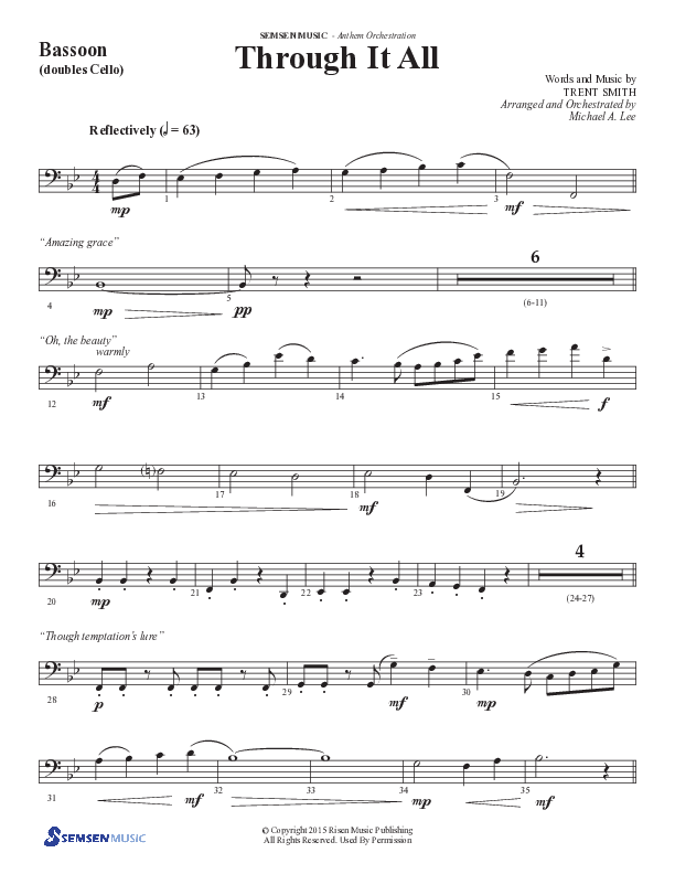 Through It All (Choral Anthem SATB) Bassoon (Semsen Music / Arr. Michael Lee)
