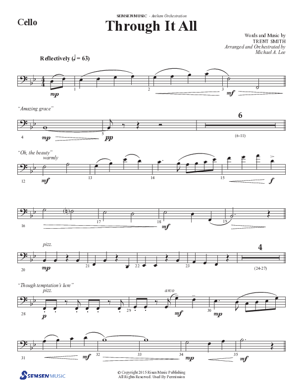 Through It All (Choral Anthem SATB) Cello (Semsen Music / Arr. Michael Lee)