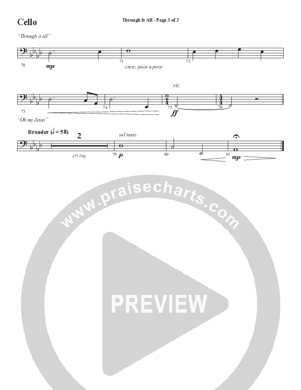 Through It All (Choral Anthem SATB) Cello (Semsen Music / Arr. Michael Lee)
