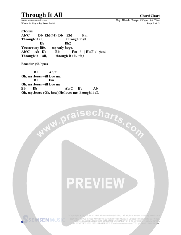 Through It All (Choral Anthem SATB) Chords & Lead Sheet (Semsen Music / Arr. Michael Lee)