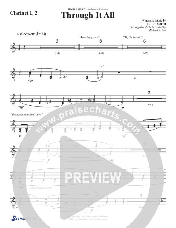 Through It All (Choral Anthem SATB) Clarinet 1/2 (Semsen Music / Arr. Michael Lee)