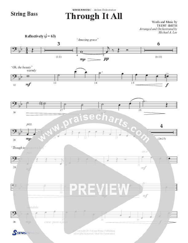 Through It All (Choral Anthem SATB) Double Bass (Semsen Music / Arr. Michael Lee)
