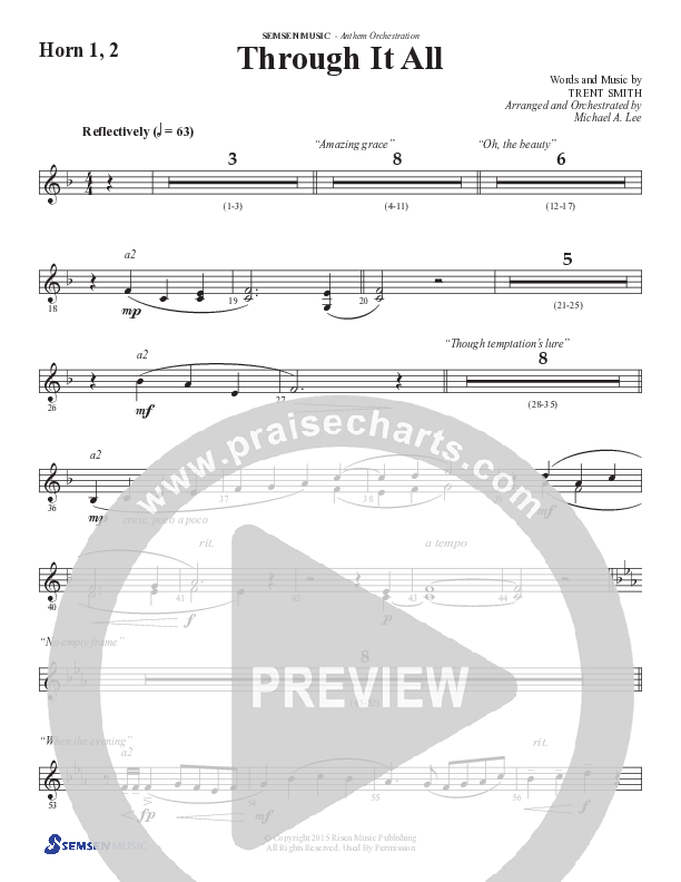 Through It All (Choral Anthem SATB) French Horn (Semsen Music / Arr. Michael Lee)