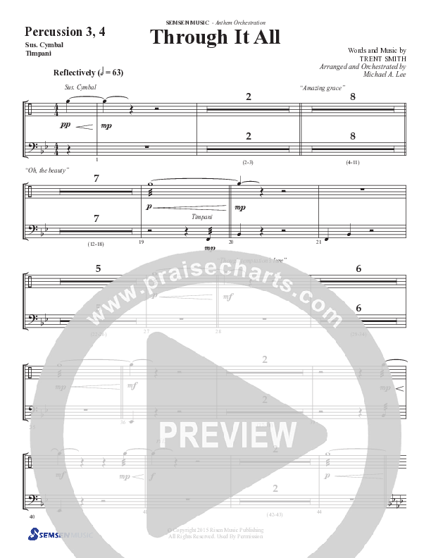 Through It All (Choral Anthem SATB) Percussion (Semsen Music / Arr. Michael Lee)
