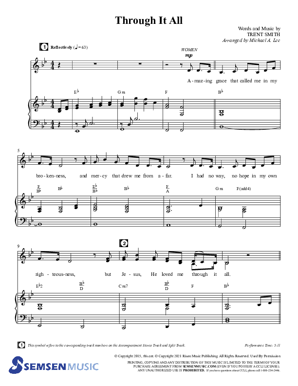 Through It All (Choral Anthem SATB) Anthem (SATB/Piano) (Semsen Music / Arr. Michael Lee)