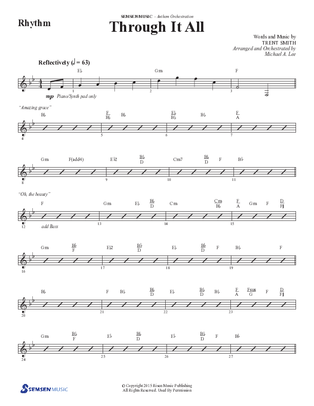 Through It All (Choral Anthem SATB) Rhythm Chart (Semsen Music / Arr. Michael Lee)