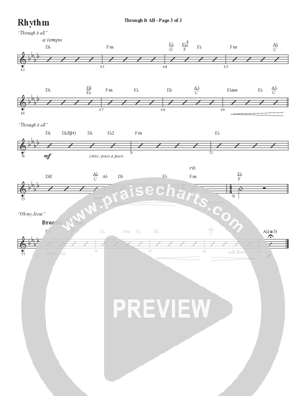 Through It All (Choral Anthem SATB) Rhythm Chart (Semsen Music / Arr. Michael Lee)