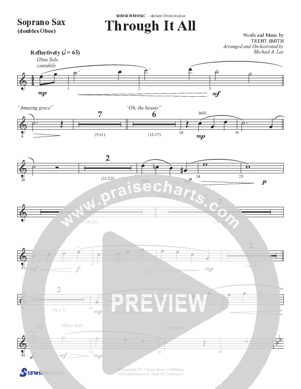 Through It All (Choral Anthem SATB) Soprano Sax (Semsen Music / Arr. Michael Lee)