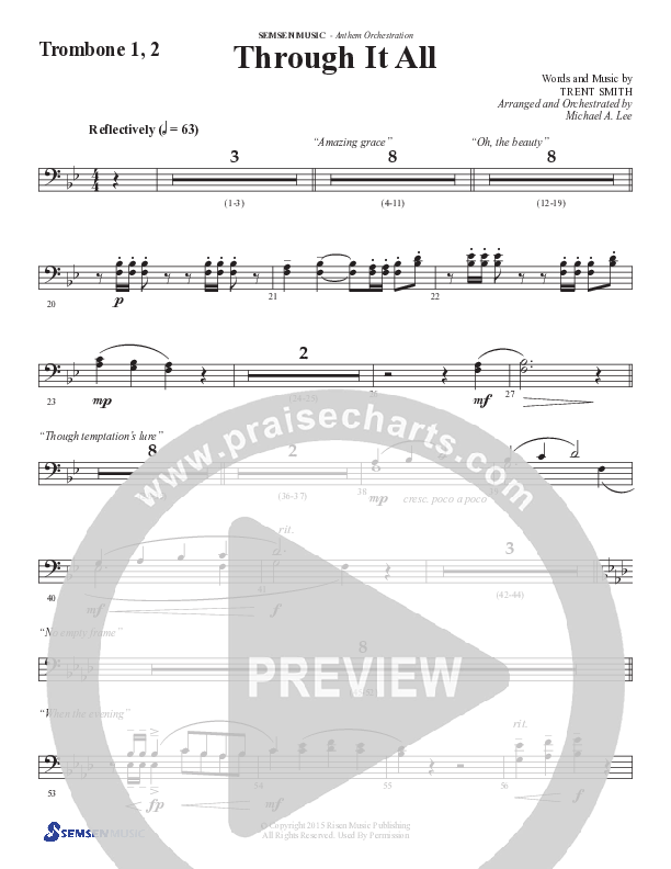 Through It All (Choral Anthem SATB) Trombone (Semsen Music / Arr. Michael Lee)