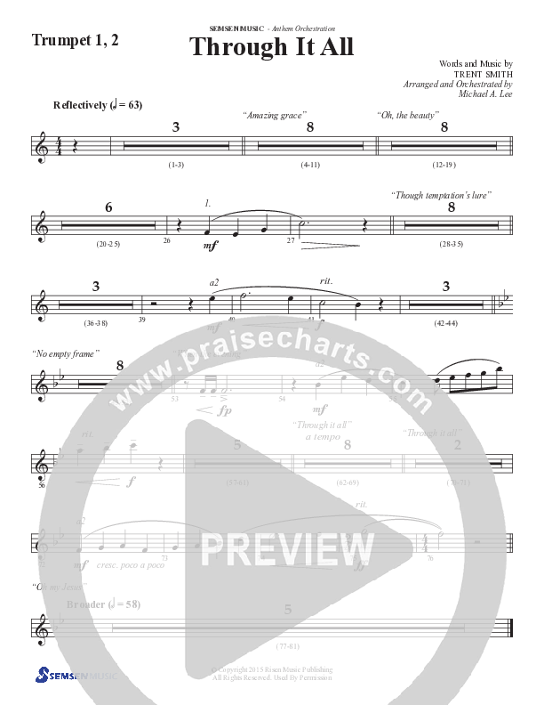 Through It All (Choral Anthem SATB) Trumpet 1,2 (Semsen Music / Arr. Michael Lee)