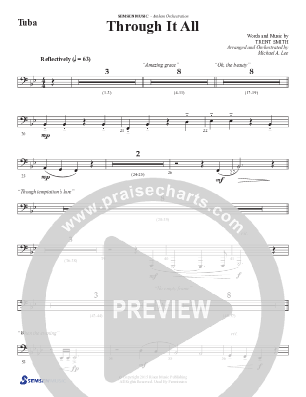 Through It All (Choral Anthem SATB) Tuba (Semsen Music / Arr. Michael Lee)