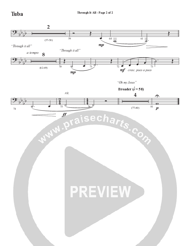 Through It All (Choral Anthem SATB) Tuba (Semsen Music / Arr. Michael Lee)