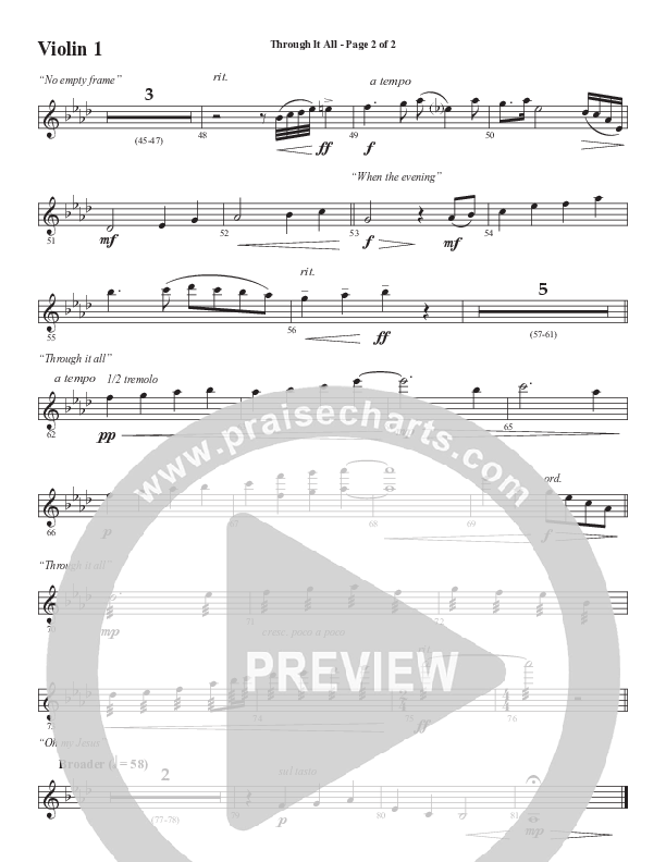 Through It All (Choral Anthem SATB) Violin 1 (Semsen Music / Arr. Michael Lee)