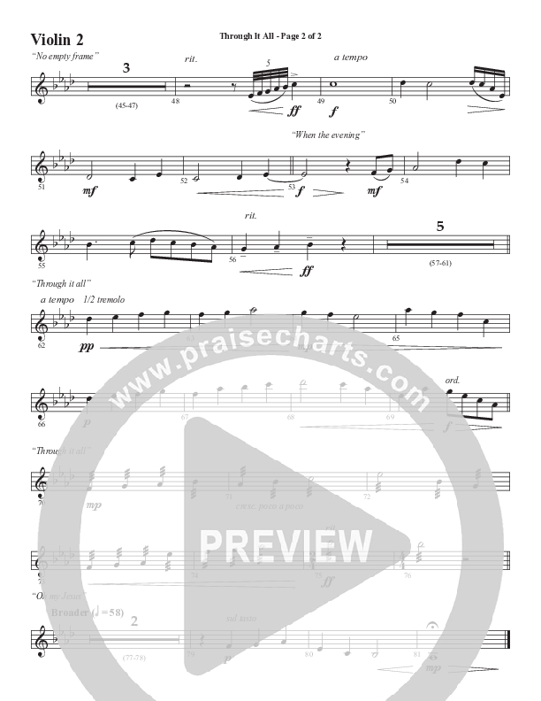 Through It All (Choral Anthem SATB) Violin 2 (Semsen Music / Arr. Michael Lee)