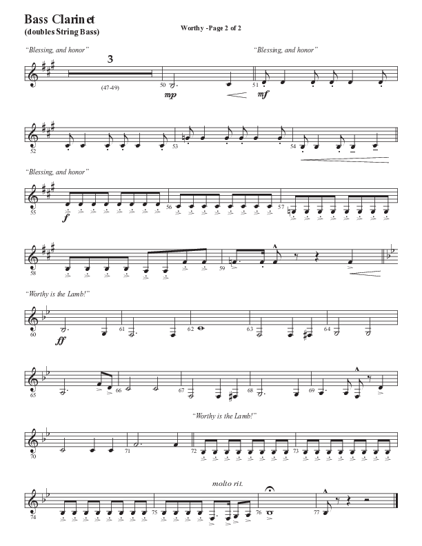 Worthy (Choral Anthem SATB) Bass Clarinet (Semsen Music / Arr. Tim Paul)