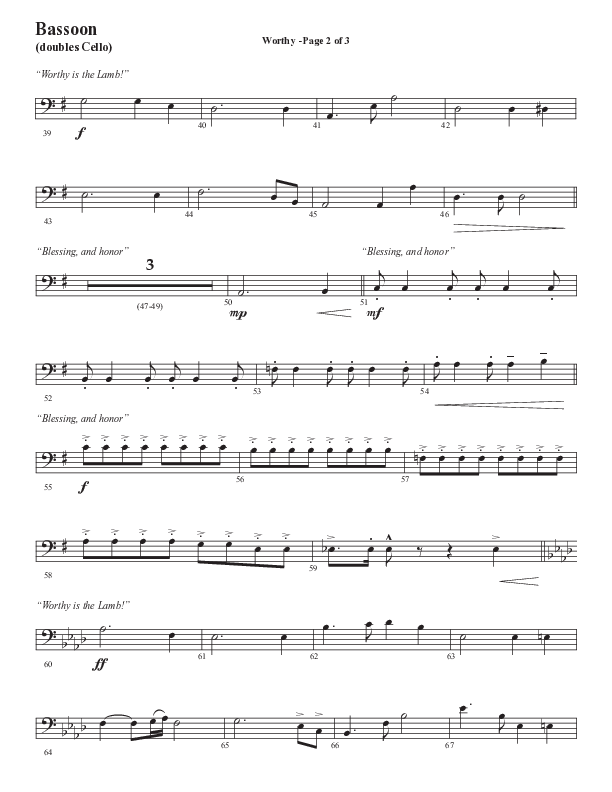 Worthy (Choral Anthem SATB) Bassoon (Semsen Music / Arr. Tim Paul)