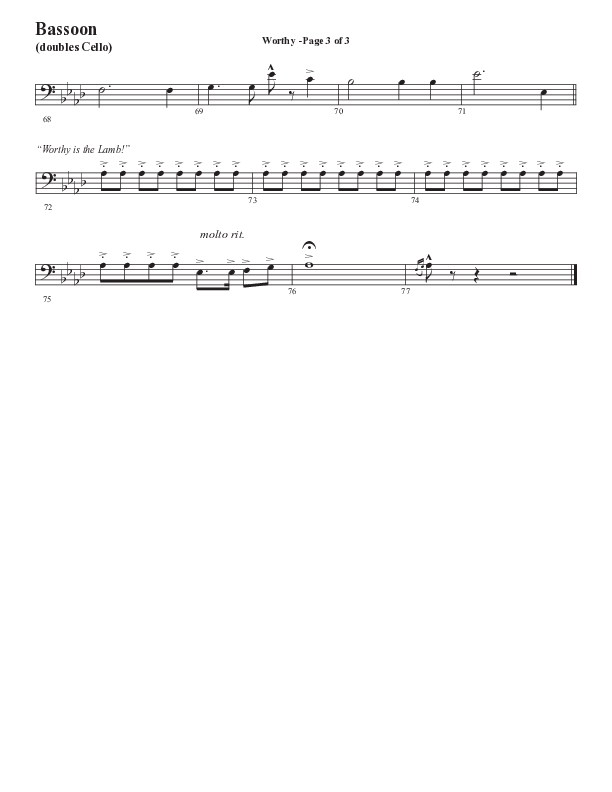 Worthy (Choral Anthem SATB) Bassoon (Semsen Music / Arr. Tim Paul)