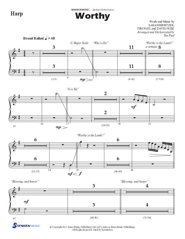 Worthy (Choral Anthem SATB) Harp (Semsen Music / Arr. Tim Paul)