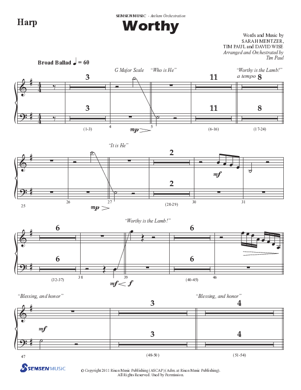 Worthy (Choral Anthem SATB) Harp (Semsen Music / Arr. Tim Paul)