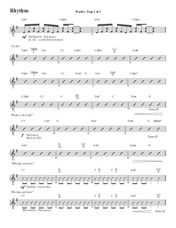 Worthy (Choral Anthem SATB) Rhythm Chart (Semsen Music / Arr. Tim Paul)