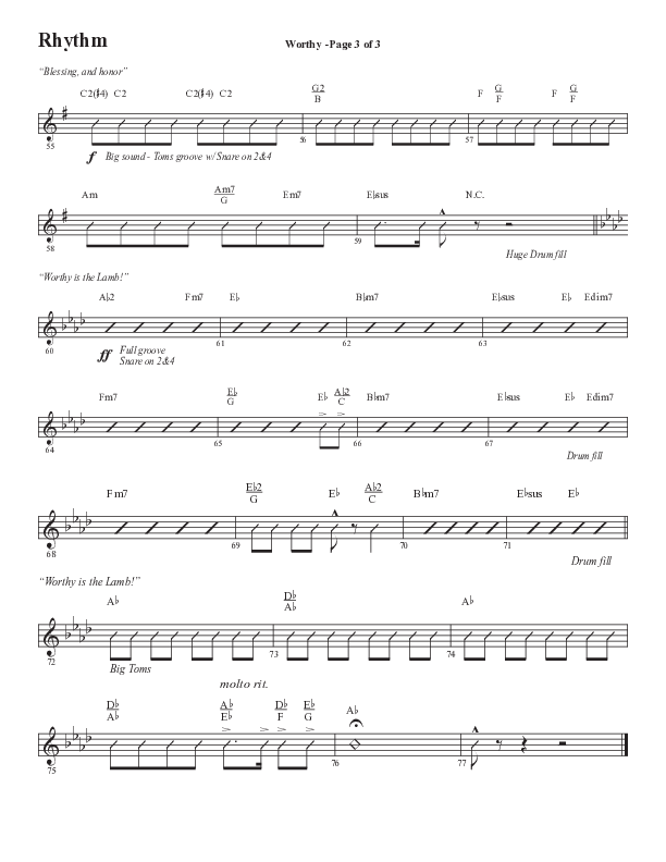 Worthy (Choral Anthem SATB) Rhythm Chart (Semsen Music / Arr. Tim Paul)