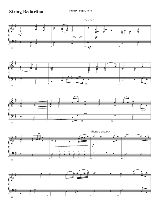 Worthy (Choral Anthem SATB) String Reduction (Semsen Music / Arr. Tim Paul)