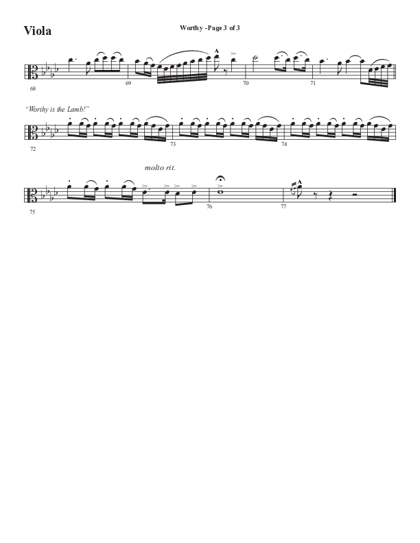 Worthy (Choral Anthem SATB) Viola (Semsen Music / Arr. Tim Paul)